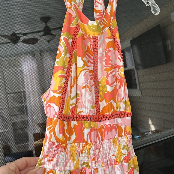 Abel The Label Anthropologie Small Back Tie Summer Dress Orange Pink Yellow. - Picture 3 of 7